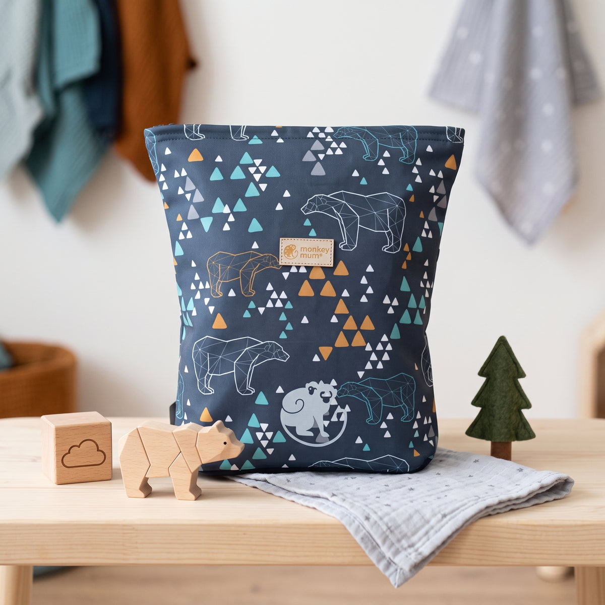 Kinder softshell rugzak Monkey Mum®  - Origami beer - Donkerblauw