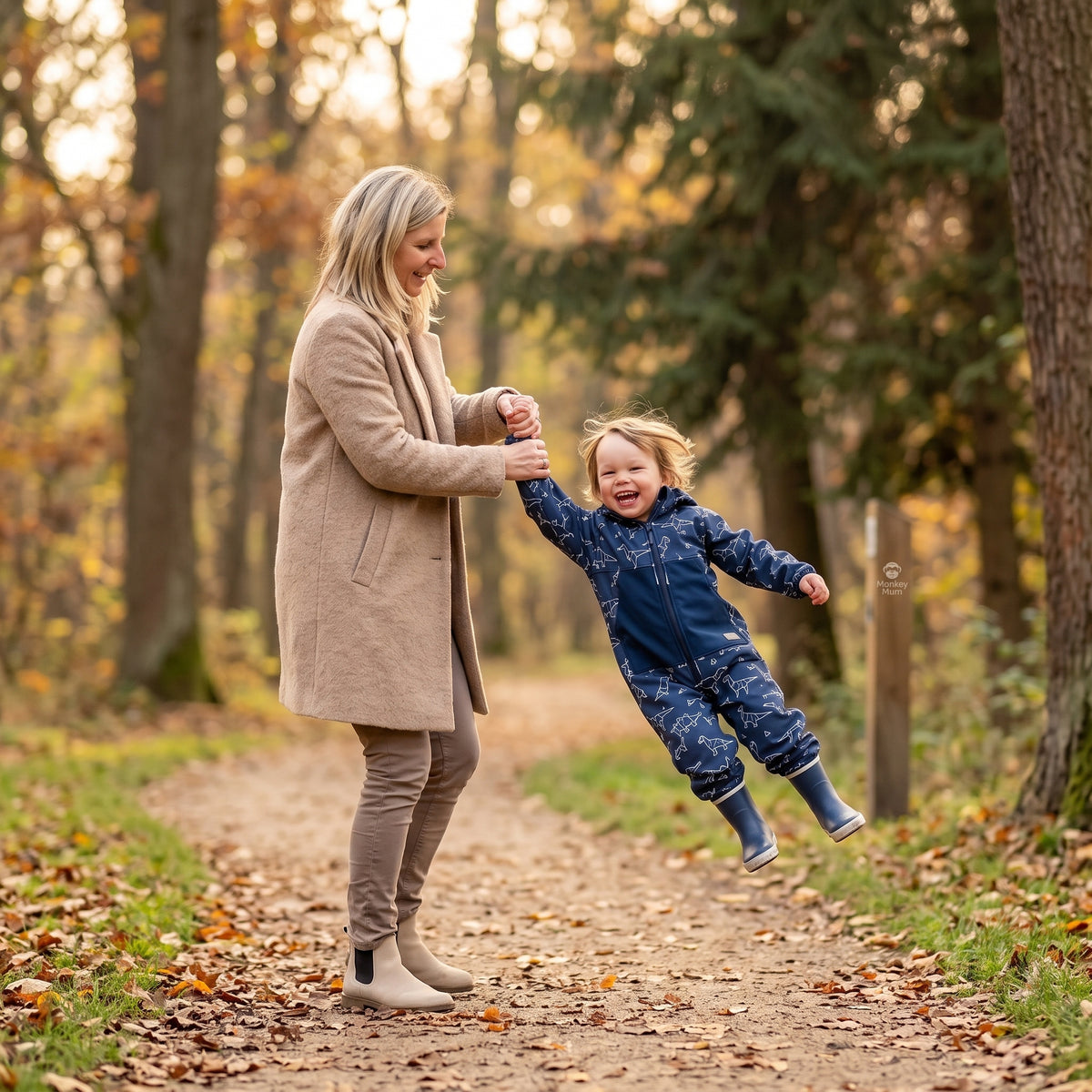 Monkey Mum® Softshelloverall met membraan – Sterrenbeeld van dinosaurussen - maat 98/104, 110/116