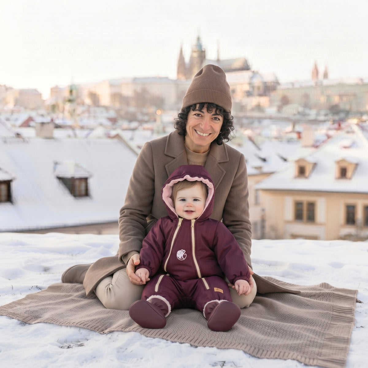 Monkey Mum® Kinder-winter-softshellpak met teddyfleece - Bordeaux Roodkapje - maat 62/68, 74/80