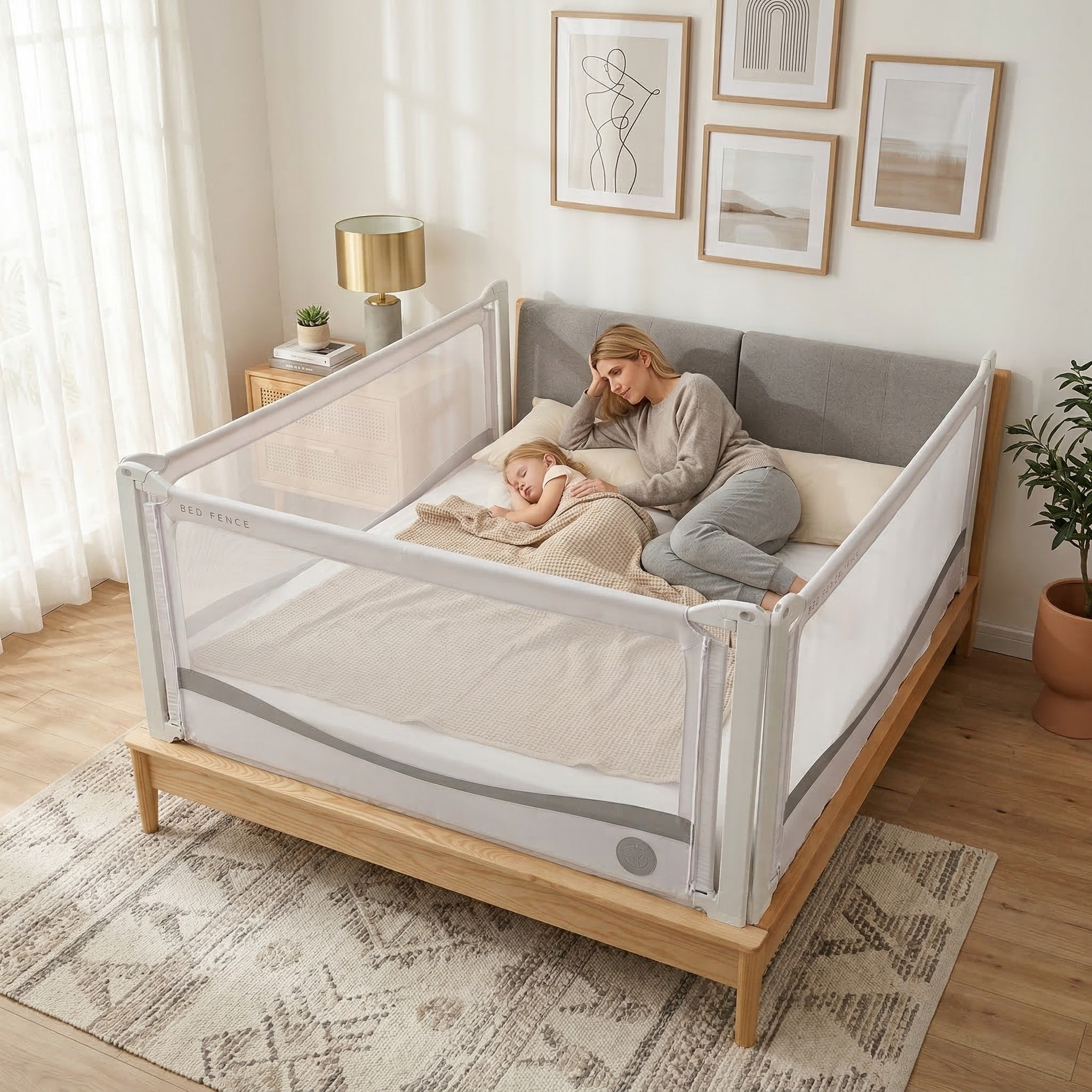 Bedhekje Monkey Mum® Premium - lichtgrijs - uitgepakt