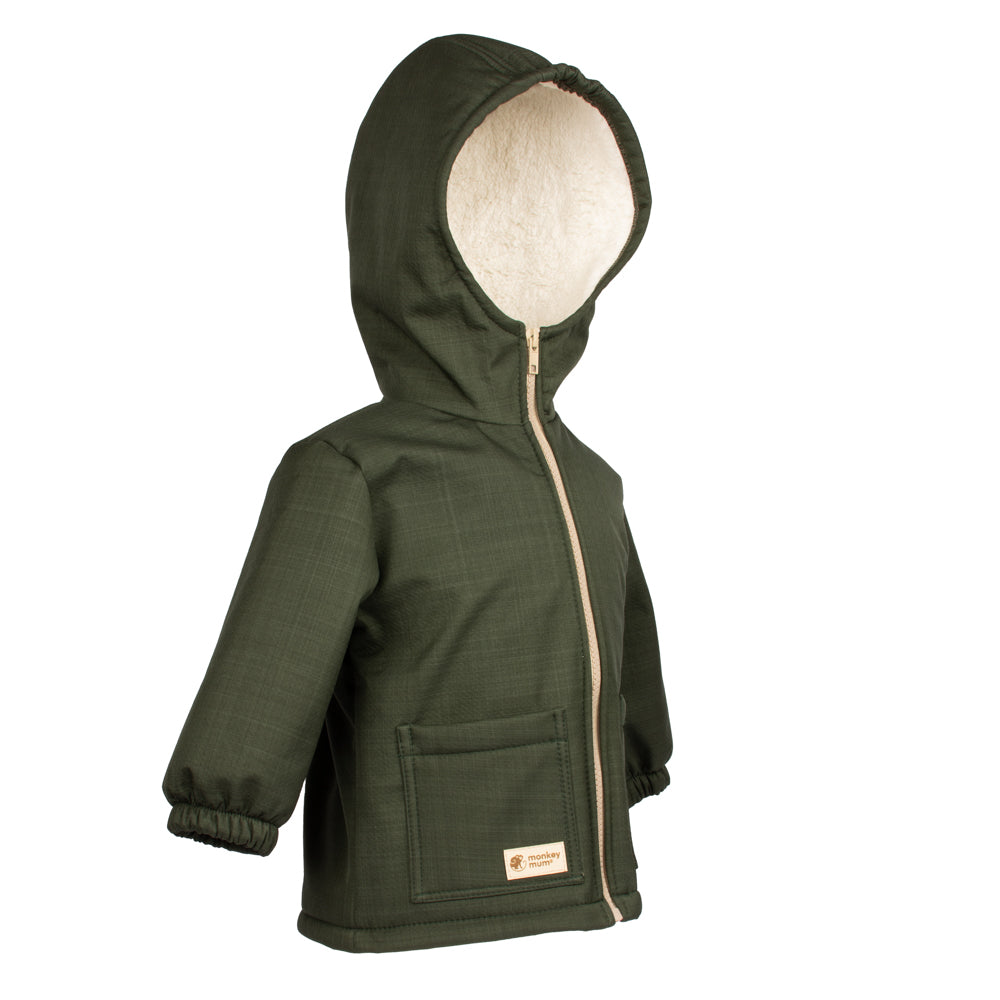 Kinder-winter-softshelljas met teddyfleece Monkey Mum® - Khaki boswachtertje