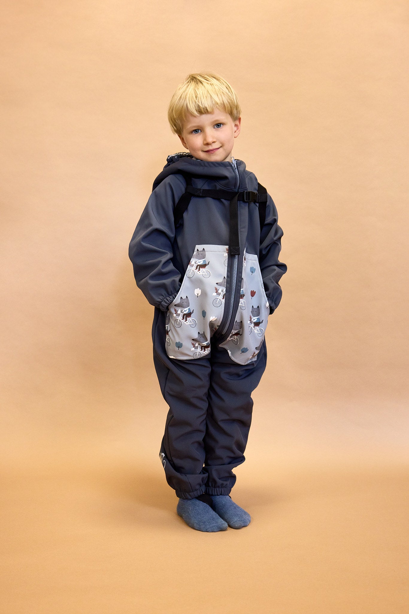 Monkey Mum® Kinderwintersoftshellpak met berenvacht - Sprookjesachtig avondverhaaltje, 2e kwaliteit - maat 62/68