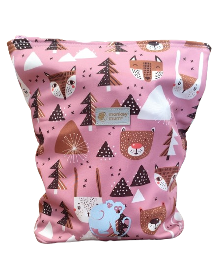Kinder softshell rugzak Monkey Mum®  - Bosdieren - Roze