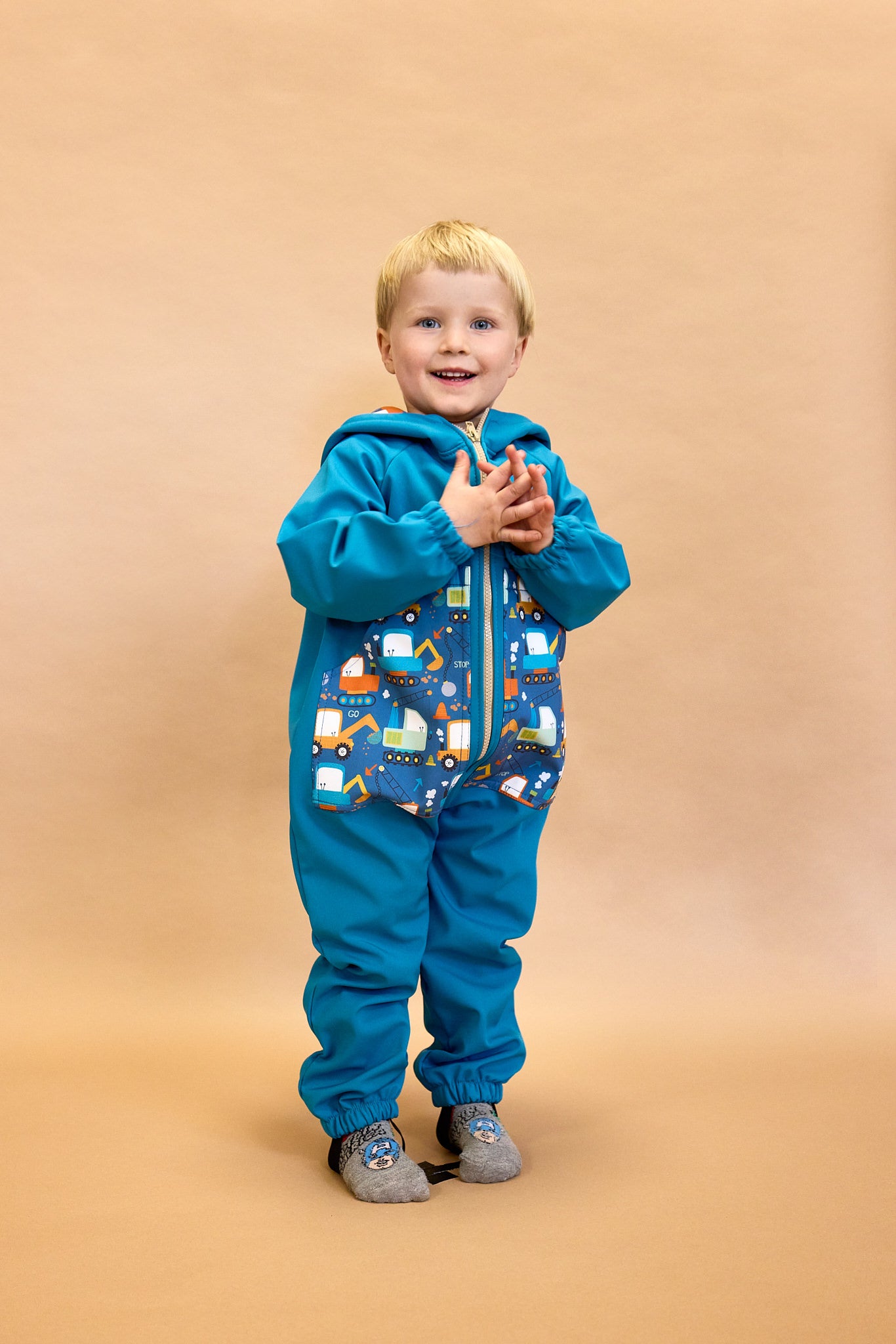 Monkey Mum® Kinder winter-softshelloverall met teddyvoering - Sprookjesachtig bedtijdverhaaltje met beer - maat 62/68, 74/80