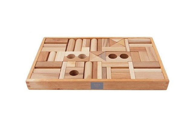 Wooden Story Kubussen in houten kist - 54 stuks - Naturel