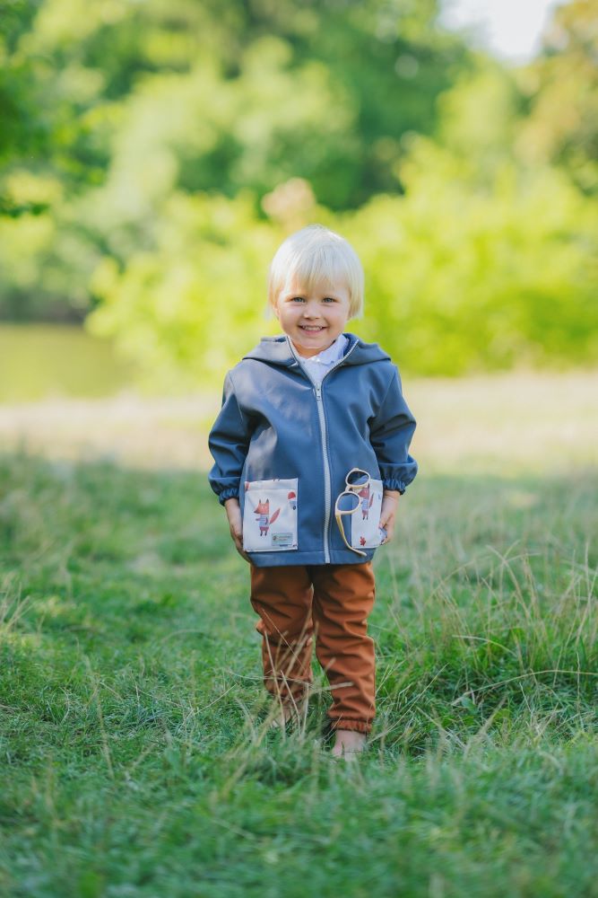Kinder softshelljas met membraan Monkey Mum® - Mysterieus uitje met een vos