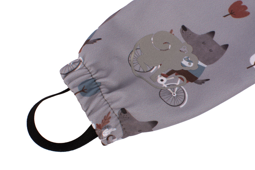 Meegroeiende kinder-softshellbroek met membraan Monkey Mum® - Wolven op de fiets