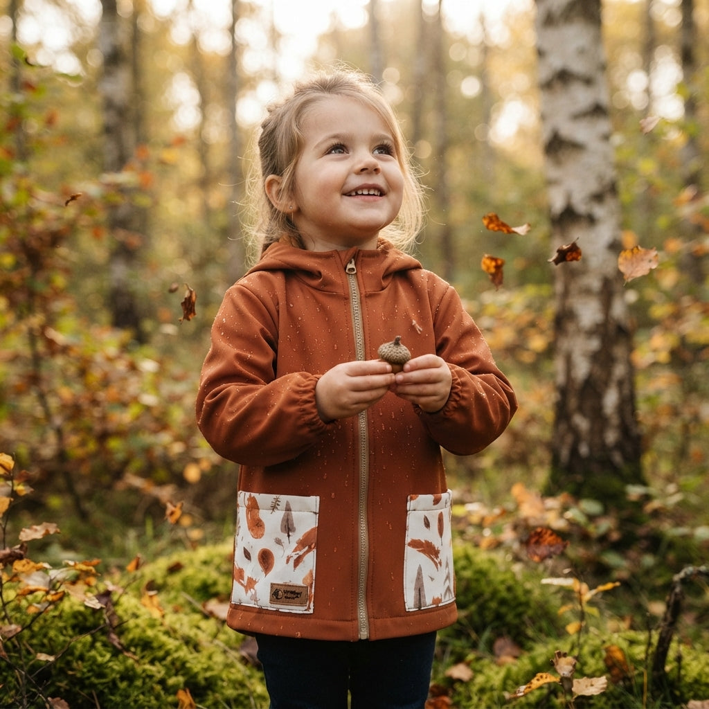 Kinder softshelljas met membraan Monkey Mum® - Herfstbladeren