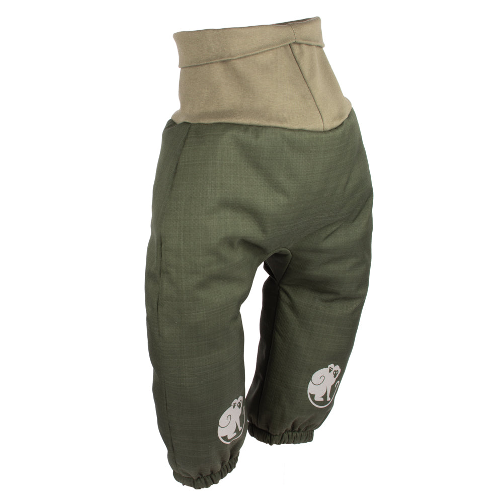 Meegroeiende kinder-winter-softshellbroek met teddyfleece Monkey Mum® - Khaki boswachtertje