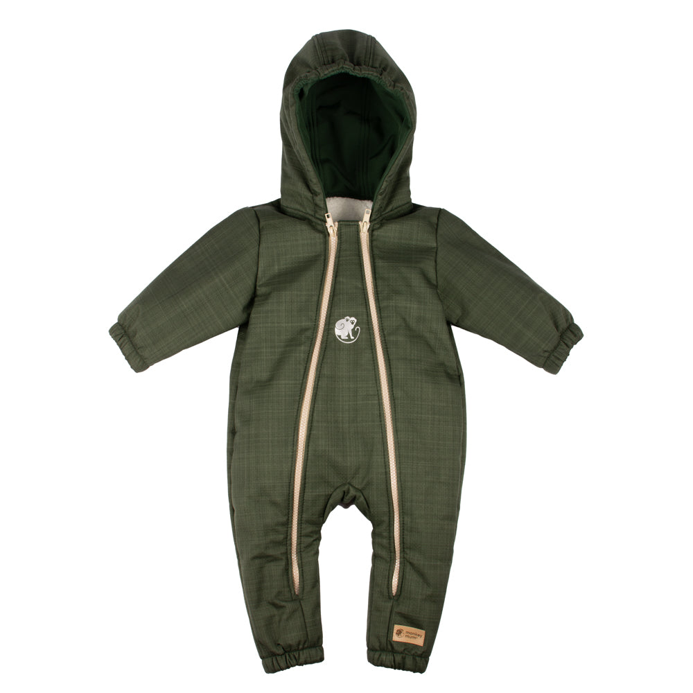 Monkey Mum® Kinder-winter-softshellpak met teddyfleece - Khaki boswachtertje - maat 62/68, 74/80