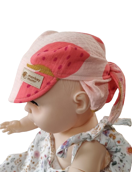 Mousseline sjaaltje met klep Monkey Mum® - Aardbei