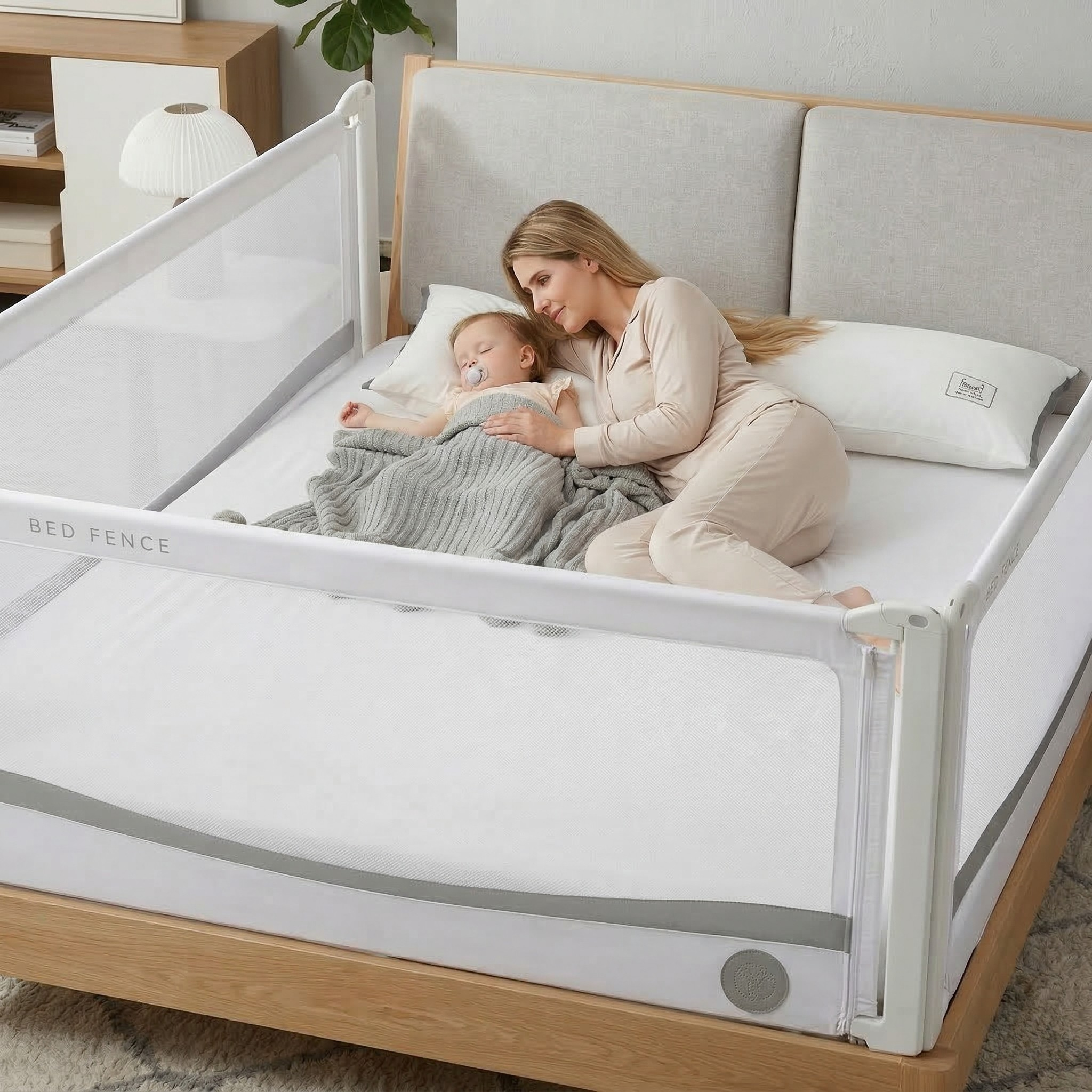 Bedhekje Monkey Mum® Premium - lichtgrijs - uitgepakt