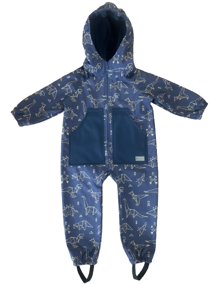 Monkey Mum® Softshelloverall met membraan – Sterrenbeeld van dinosaurussen - maat 98/104, 110/116