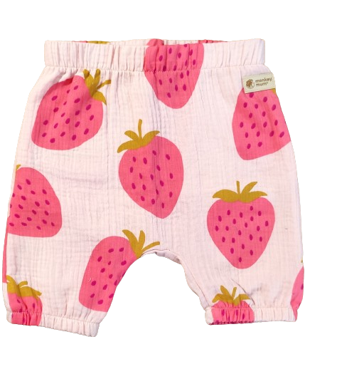 Mousseline shortje Monkey Mum® - Aardbei