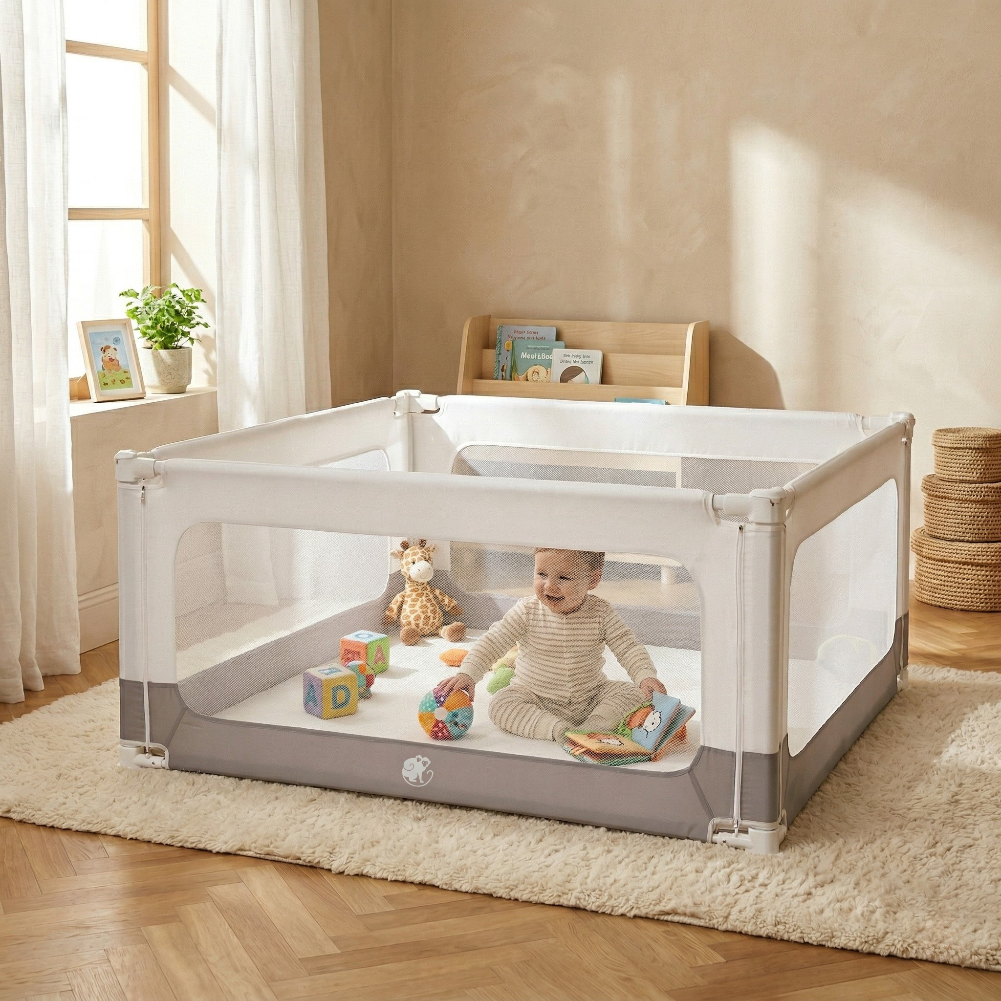 Bedhekje en box Monkey Mum® 2v1 Smart - uitgepakt